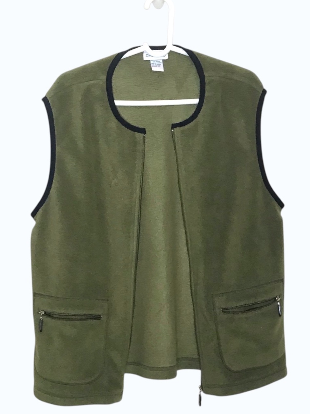 Dallaird Green Fleece Vest Zip Up Sleeveless Outdoor Casual Size M